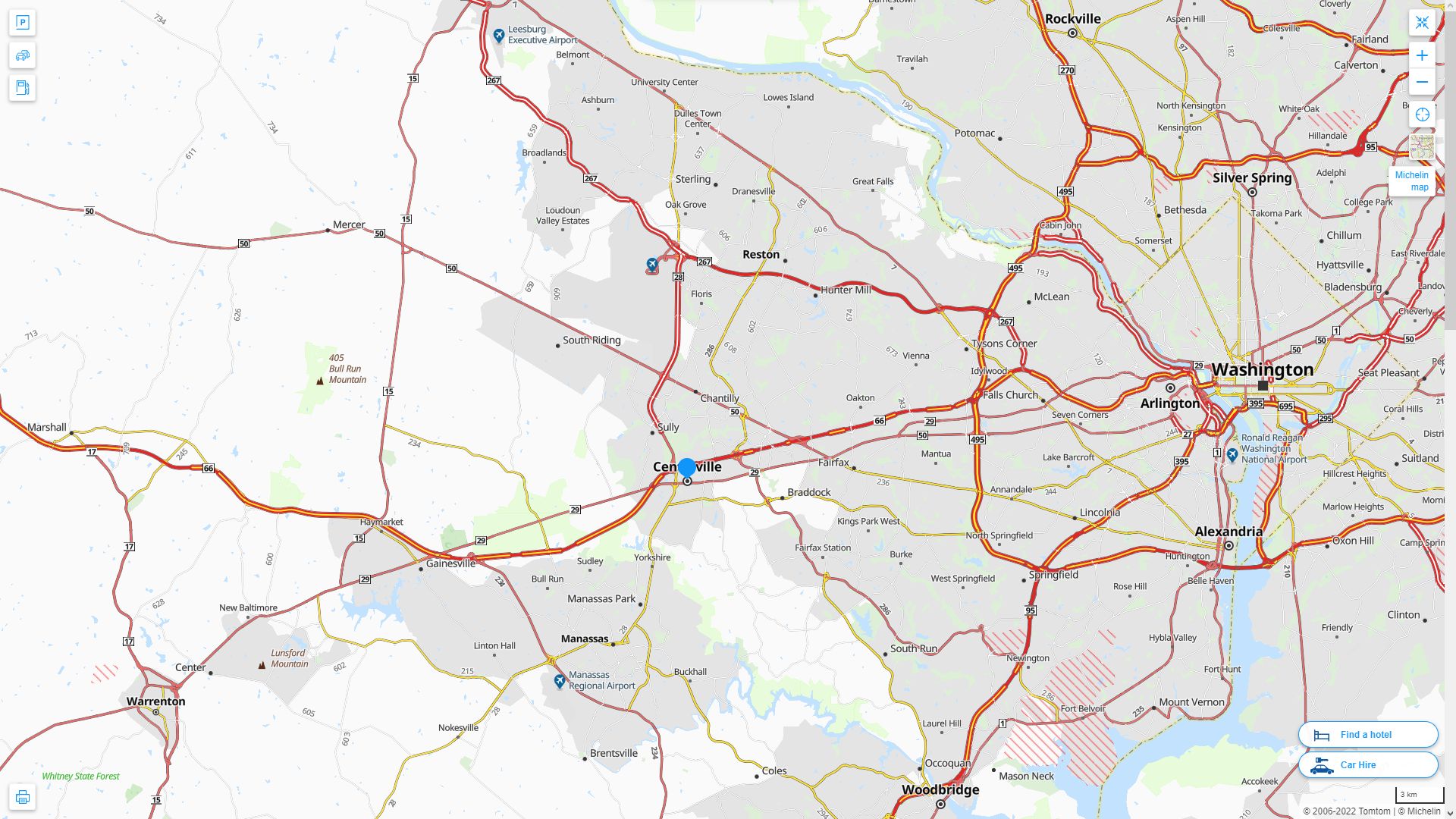Centreville Virginia Highway and Road Map